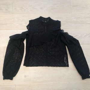 Zara black lace top with shoulder cut-outs